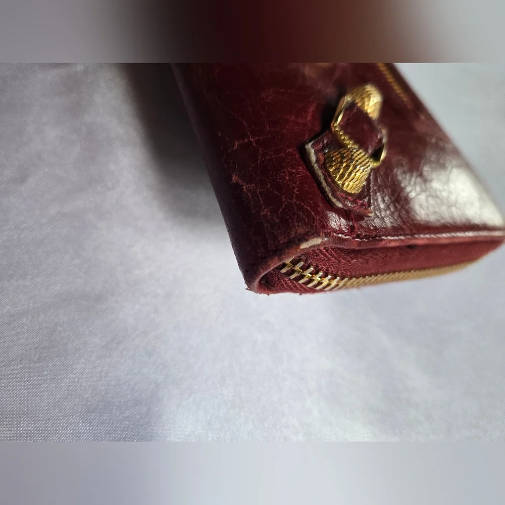Balenciaga Red Wallet with Gold Accents - Picture 6 of 15